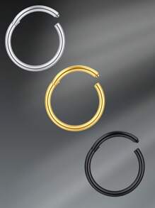 CIZME Conjunto de joyas de perforación de nariz y pendientes de 18/20G, que incluye: anillos de nariz de 8/10/12MM, aretes de aro, pendientes con forma de L con cristales de circonita, en acero inoxidable en color plateado, dorado y negro, para perforación de nariz y fosa nasal, para mujeres y hombres, con tornillo de nariz de 20G