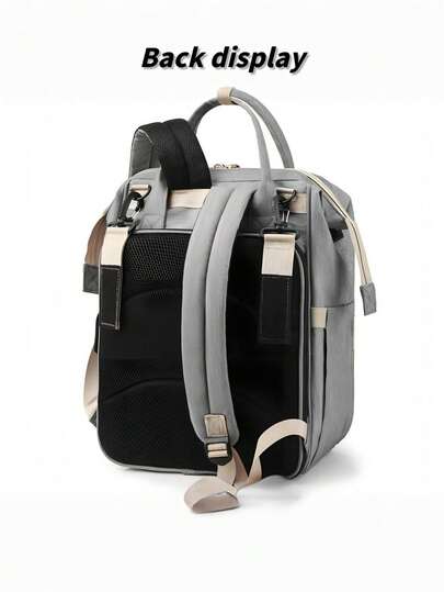 1pc Multi-Function Baby Stroller Bag, Large Capacity Foldable Diaper Bag, Backpack Or Handheld, Oxford Cloth Material, Durable, With Wet/Dry Separation Compartment & Sandwich Zipper Pocket