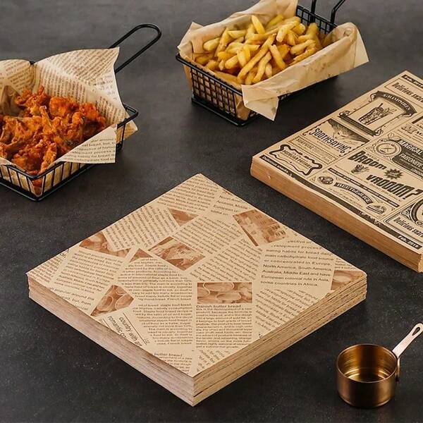 200 pièces de papier anti-huile pour envelopper les aliments, convient pour le doublage des paniers alimentaires, les sandwiches, les hamburgers, le pain pour poulet frit, les tapis à collations, les revêtements de plats décoratifs, le papier de cuisine