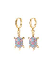 Shescity 2 peças de brincos personalizados versáteis e criativos com gotas de óleo coloridas e vida marinha, adequados para festivais, festas, presentes para melhores amigos ou para uso diário em banquetes femininos