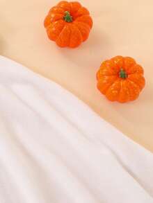 儿童万圣节派对鬼魂斗篷趣味可爱鬼脸印花连帽斗篷套装 - 白色 - 查看 5