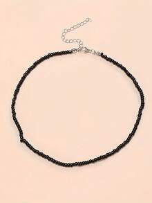 1 chiếc vòng cổ choker đính hạt thời trang Bohemian - màu đen - Xem 2