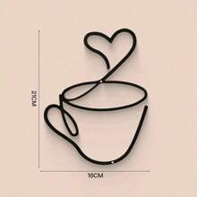 [Luxury Iron Art Wall Hanging Art] 1pc/3pcs Modern Black Metal Coffee Cup Wall Hanging Art, Graphic Pattern Sculpture, Cultural Theme Wall Hanging Decoration, Suitable For Living Room, Dining Room Background, Indoor Use - Luxury Iron Art Wall Hanging Art Room Decor Bedroom Decor Home Decor Wall Decor Kitchen Decor