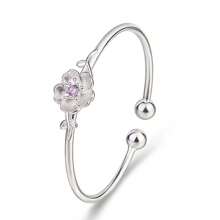 1 pulseira minimalista estilo coreano com zircônia e flor incrustada, design aberto, moderna