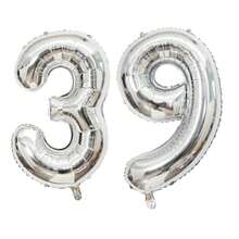 2pcs Large 40inch Silver Digital Aluminum Film Balloons, Big Number 0-9 Balloon, Birthday Party Anniversary Wedding Decorations - Silver - View 25