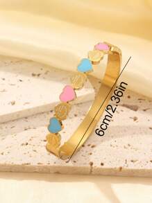 3pcs/Set 18k Gold Plated Stainless Steel 5-Flower Design Bangle Bracelet For Women, Summer Fashion , CZ Decorated, Waterproof & Fade Resistant, Suitable For Daily Wear, Parties And Gifts For Female Relatives & Friends