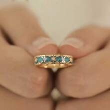1 Stück Damen einzigartiger Blumen-Muster zarter vintage Design verstellbarer grün-töniger ästhetischer damenhafter Ring