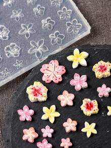 1pc 3D Charm Silicone Nail Carving Mold Five-Petaled Island Egg Flowers Cherry Blossom Design Mould Stamping Plate DIY Nails Gel Template Manicure Tools - Clear - View 7