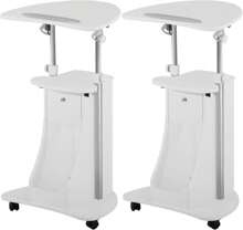 Techni Mobili Adjustable Height Rolling Laptop Cart With Storage, Sit To Stand Desk With Wheels, Podium Stand Or Medical Cart, White