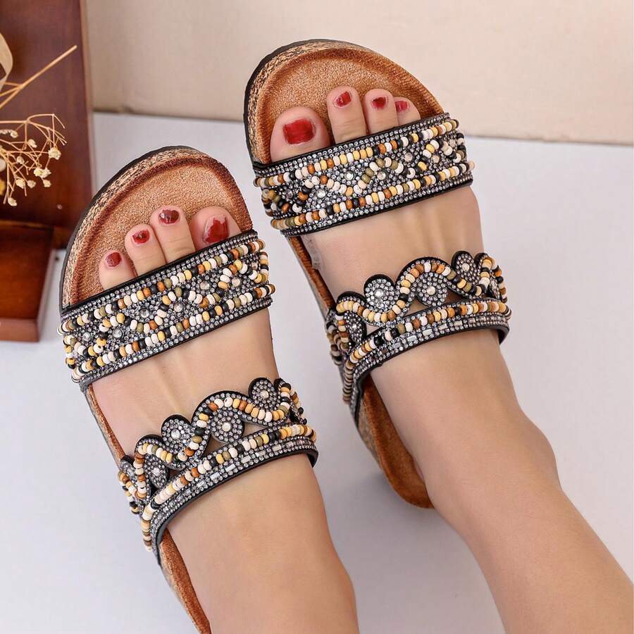 Fashion Wedge Slippers Sandals For Women - Black - View 1