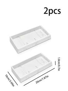 2 Packungen weiße Marmor Silikon Badezimmer Waschtisch Schmuckablage Rechteckig Set, bruchsichere flexible Badezimmer Ablage für Ketten, Schmuck, Kerzen, Make-up, Parfüm, Schlüssel, Seifenspender, Aufbewahrung/Organisation für Damen, Reise-Essentials, Rückkehr in den Studentenwohnheim