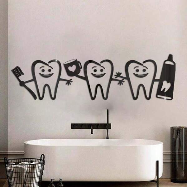 Un conjunto de lindas pegatinas decorativas de acrílico para dentistas, tridimensionales y autoadhesivas, fáciles de instalar y retirar, adecuadas para la decoración del hogar, regalos de cumpleaños y festividades, apropiadas para baños y cualquier otra decoración de pared que te guste.