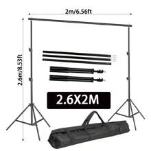 1Set Photo Studio Backdrop Support Kit Includes 2Pcs Background Brackets,Splicing Crossbars,Portable Bag For Carrying Hands,2X2M/2X3M/2.6X2M/2.6X3M/2.8X3M/3X3M High Adjustable Background Stand For Parties, Photoshoot, Photography, Projector Screen, Movie Screen, Wedding, Events Decoration, Balloon ﻿