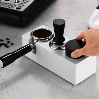 1pc Espresso Tamping Station, Espresso Tamper Mat, Coffee Portafilter Stand For 51/53/58mm Portafilters, Plastic Tamper And Distributor, 3 In 1 Espresso Accessories Organizer Box For Barista Tool Counters/Shop/Worktop