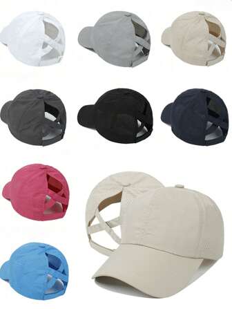 1 Stück schnelltrocknende Baseballkappe mit Pferdeschwanz, Sonnenschutzkappe, Sportkappe für Damen, Camping-Kappe, Wanderkappe