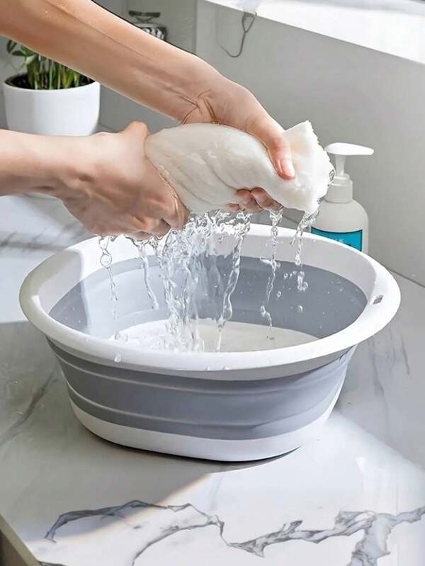 1 pezzo Bacinella pieghevole portatile, bacinella da viaggio per esterni, bacinella pieghevole multifunzione, bacinella per lavanderia domestica, secchio, contenitore per acqua, bacinella per lavare frutta e verdura, bacinella per i piedi, bacinella pieghevole, adatta per il bagno, i viaggi, il dormitorio universitario, decorazione estiva portatile per il bagno