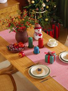 1 Peça Trilho de Mesa Xadrez Vermelho de Natal, Xadrez Vermelho e Branco Clássico, Adequado para Mesa de Jantar, Armários, Prateleiras, Capa Protetora, para Festas, Comemorações, Casamentos, Ano Novo, Decorações de Natal e Ação de Graças