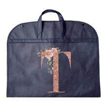 Portable Dustproof Clothing Covers Nonwovens Waterproof Clothes Dust Cover Tote Bags Rose Gold Initials A To Z Letter Pattern Clothes Dust Case Dress Protector Garment Bags Outdoors Close Organizer Dress Cover Suit Coat Storage Bag Garment Bags Wardrobe Hanging Garment Protector Cover Bag