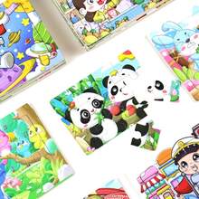 12/16/24/30/60 片扁平木质拼图，儿童益智认知逻辑思维卡通动物拼图板，提高孩子注意力，拼图爱好者的完美礼物