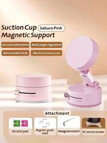 Soporte magnético para teléfono celular de doble cara, plegable 360 grados, portátil, con ventosa con funciones completas, diseño redondo, funcionamiento con una sola mano, adecuado como regalo de vacaciones
