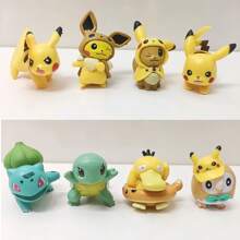 pokemon Set de 8 figuras coleccionables de 4cm de alto de Pikachu, Squirtle y Eevee de Pokemon, ornamento de escritorio de anime, regalo ideal para fans