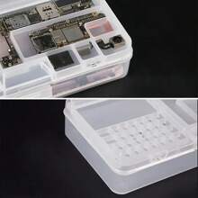 Caja de almacenamiento multifuncional para herramientas de reparación de teléfonos móviles, utilizada para recopilar componentes de placa de circuito integrado y herramientas para abrir teléfonos inteligentes, reparación de computadoras portátiles. Caja de almacenamiento de herramientas con tapa transparente, solución de almacenamiento compacta, sellada de forma segura para organizador de almacenamiento de mujeres, artículos esenciales de viaje, de vuelta a la escuela.
