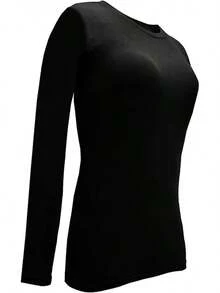 Women's Under Scrub Tee Crew Neck Long Sleeve-Shirt - 黑色 - 查看 4