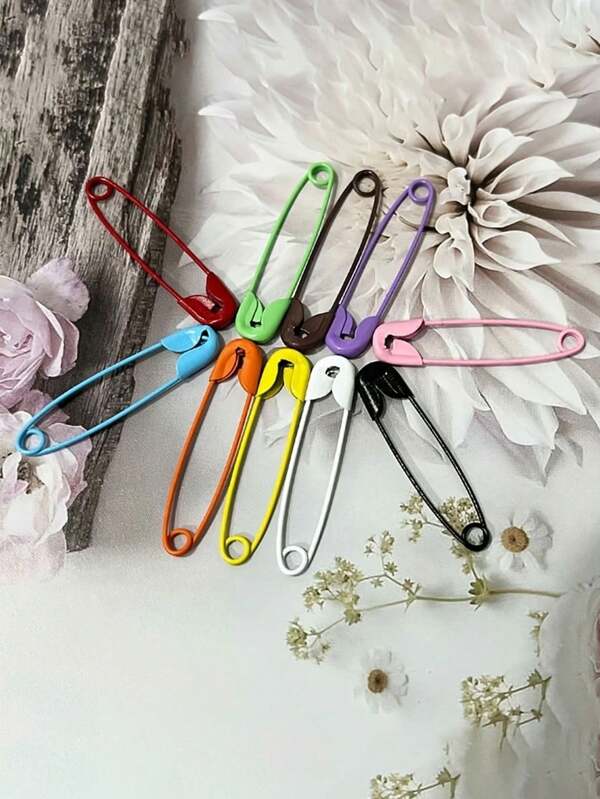50 Pcs Multicolor Enamel Safety Pins, Suitable For Sweaters And Knitwear - Vivid Assorted Colors, Knitting Accessories Decorative Brooch, Sewing And Handicraft Supplies, Wool Sweater Decoration, Playful Design, Shiny Finish, Craft Items, Simple Decor