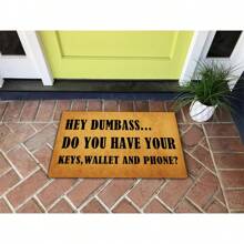 Fun Rubber Doormats - "Hey Fool, Do You Have Your Keys? Wallet? Cell Phone?" - Non-Slip Outdoor Entrance Floor Mats For Front Porch Decor, Durable, Foyer Decor | Bold Text Doormats | Non-Slip Backing, Outdoor Doormats