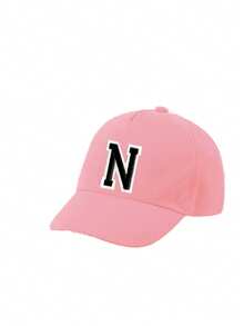 1pc Kids 26 Letter Baseball Cap, Stylish Letter Design, Girls Korean Style Snapback, Boys & Girls Sun Hat, 1-3 Years Old - Pink - View 9
