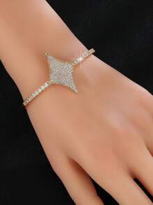 1 pulseira feminina luxuosa, minimalista e requintada, com design de estrela de quatro pontas e pequenos diamantes, adequada como presente de aniversário e feriado para esposa, família, amigos, amante, mãe, para uso diário, festa e festival