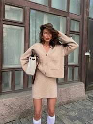 2025 가을/겨울 신상 캐주얼 패션 루즈 V넥 포켓 버튼 니트 투피스 세트, 기본 상의, 가을 옷, 홈커밍, 개학, 여성용 오피스 의상, 여성용 생일 드레스, 컨트리 콘서트 의상, 울 6%, 단정한 여성, 파티 여성, Y2K 여성, 외출용 상의, 콘서트 여성, 데이트 여성