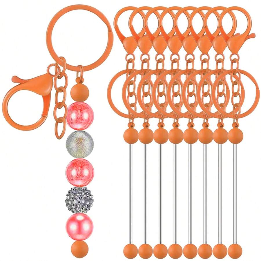 8 Stücke/Set Schlüsselanhänger Seile mit Perlen, gemischte Farbkombination DIY Handgemachte Geschenke, Frauen Schlüsselanhänger mit Perlen, blanke Schlüsselanhänger mit Perlen, DIY Metallschlüsselanhänger Seile, Schlüsselanhänger mit Perlen Zubehör für DIY, Anhänger, Basteln, Taschendekoration und mehr