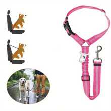 Adjustable Two-In-One Pet Car Seat Belt, Retractable Elastic Reflective Dog Leash, Seat Belt Made Of Durable Polyester Fiber, Washable By Hand, With Safety Buckle And Elastic Elastic Buffer, Which Is Very Suitable For Safe Travel With Dogs.