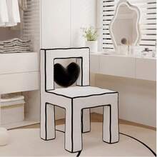 1 pieza Taburete de vestir de piel de oveja creativo para el dormitorio de niñas, taburete de maquillaje estilo crema con respaldo, silla de amor para uso doméstico, taburete esponjoso y lindo de amor, regalo de inauguración de la casa, silla y taburete de muebles para el hogar - Multicolor - Ver 5