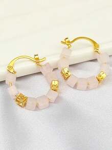 1 paire de boucles d'oreilles de haute qualité en pierre d'œil de tigre rétro