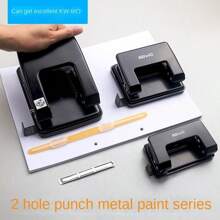 1pc Dual Hole Puncher, Portable Puncher, A4 Paper A5, Multifunctional Document Puncher, Loose Leaf Bill Card Binding, Office Supplies, Hand Account Metal Puncher, Stationery Accessories, School Supplies, Suitable For Boys And Girls, Students, White-Collar Workers, Teachers, Warehouse Staff, Etc,Back To School