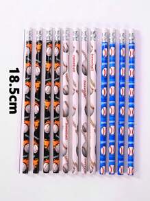 Set di 12 matite a tema sportivo con gomme, matite a tema calcio, baseball, basket, football, forniture per studenti e ufficio, regalo per il ritorno a scuola