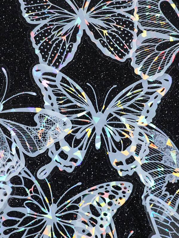 1 Pack 20pcs Butterfly Shell Gloss PET Stickers, Hollow Die Cut Scrapbooking Decor, School Supplies,Back To School