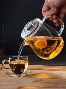 1pc Glass Teapot With Filter, Heat Resistant, Tea Maker, Household Tea Set