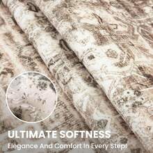 2x8 Golden Beige Brown Washable Printed Runner Rug For Hallways, Soft Neutral Vintage Runner With Non-Slip, Non-Shedding Boho Rug For Bedroom Kitchen Porch Laundry Bathroom Indoor - Beige - View 9