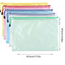 5个装办公透明手提拉链收纳袋，学生信息袋，带拉链口袋，方便分类收纳 - 非常适合十字绣、拼图游戏、旅行、学习、棋盘游戏和办公用品 - A4信纸尺寸，返校季必备