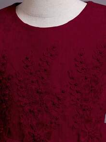 Flower Girl Dress Lace Bridesmaid Dress Kid Wedding Ball Gown Toddler Princess Pageant Evening Dresses - 酒紅色 - 查看 4