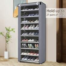 8/10-Layer Shoe Rack With Non-Woven Cover, Easy To Assemble, Portable Shoe Cabinet, Can Store 27-35 Pairs Of Shoes, Suitable For Various Scenes Such As Entrance, Suitable For Sneakers, High Heels And Boots - Màu xám 10 lớp - Xem 5