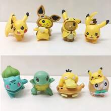 pokemon Set de 8 figuras coleccionables de 4cm de alto de Pikachu, Squirtle y Eevee de Pokemon, ornamento de escritorio de anime, regalo ideal para fans
