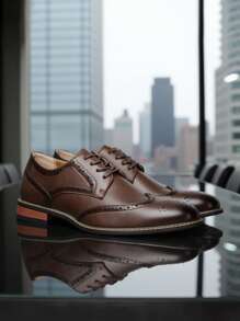 Zapatos de negocios casuales para hombre, zapatos formales de vestir estilo caballero británico, zapatos Derby Brogue de moda para fiestas y bodas
