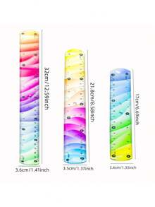 1pc/3pcs Flexible Foldable Plastic Ruler - Flexible Ruler For Precise Measurement, Marked With Both Inch And Cm Scales, Made Of Soft PVC Material, Suitable For Crafts, Drawing, School, Office, DIY Projects, Ideal For Sewing, Available In 5.91", 7.87", And 11.81" Sizes, Vibrant Colors, Perfect Back To School Gift,Rulers - Multicolor - View 2