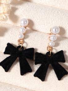 1 Pair Minimalist Design Pearl Tassel Stud Earrings, Simple Fashionable Versatile Tiny Earrings
