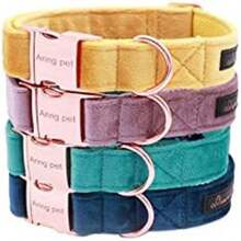 Local Delivery-ARING PET Velvet Dog Collar And Leash Set, Soft Purple Dog Collar And Leash, Adjustable Collars For Dogs - 綠湖 - 查看 4