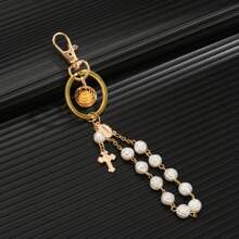 1pc Simple Rosary Bracelet With Hollow Ball Diffuser Charm, Suitable For Daily Carry (Random Color & Quantity Of Faux Fur Pom Pom Charms) Backpack For School